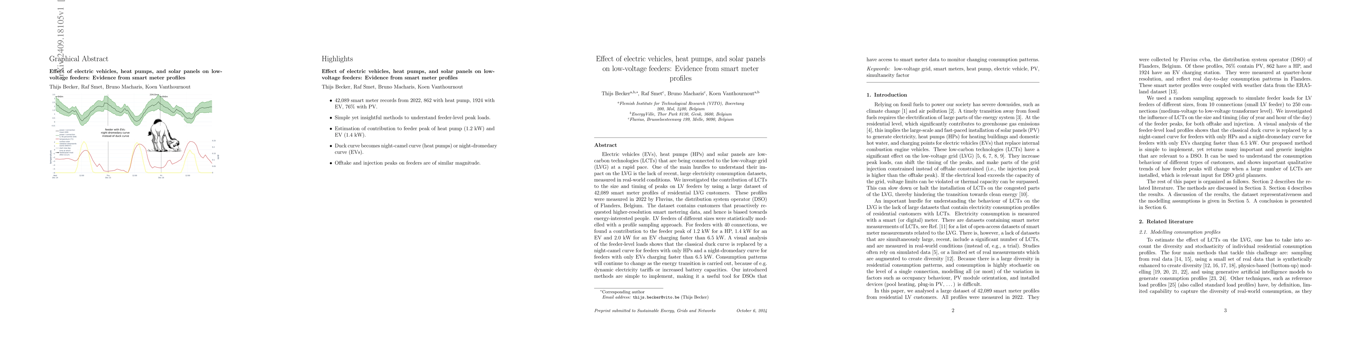 Thumbnail for Effect of electric vehicles, heat pumps, and solar panels on low-voltage
  feeders: Evidence from smart meter profiles