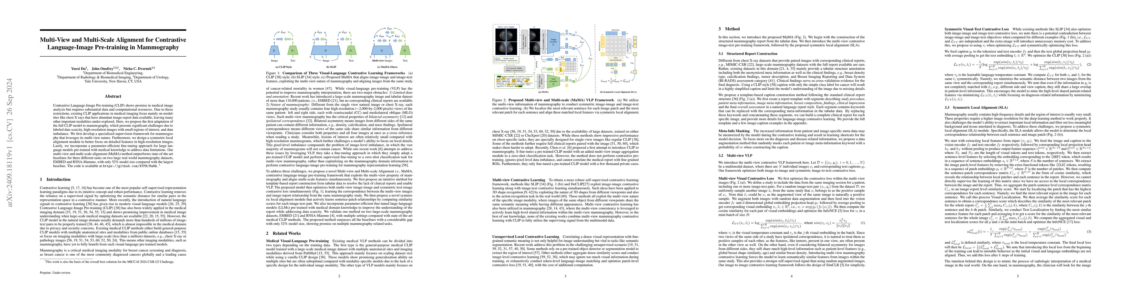 Thumbnail for Multi-View and Multi-Scale Alignment for Contrastive Language-Image
  Pre-training in Mammography