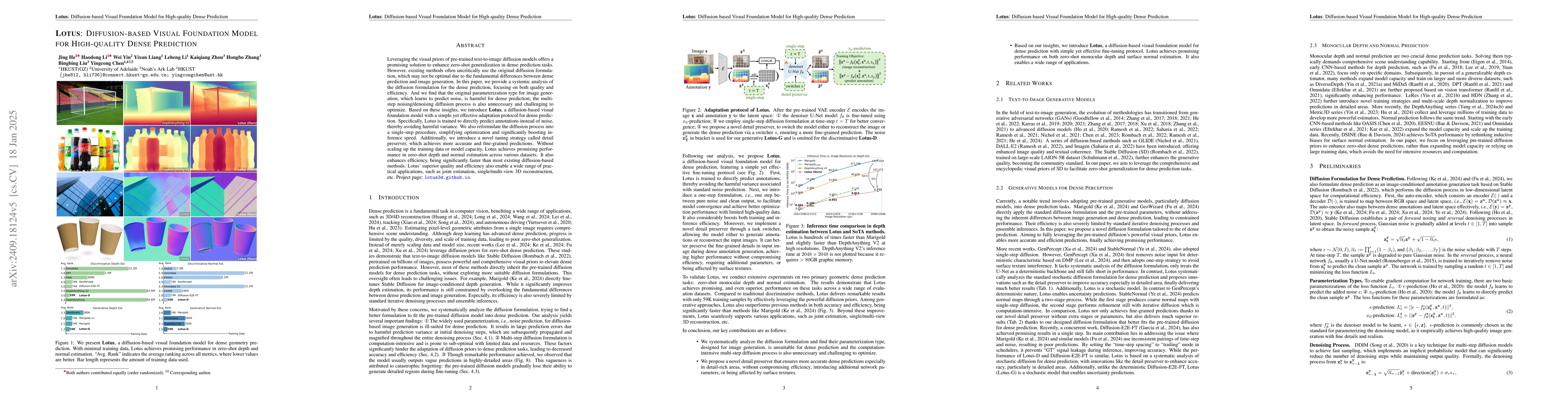 Thumbnail for Lotus: Diffusion-based Visual Foundation Model for High-quality Dense
  Prediction