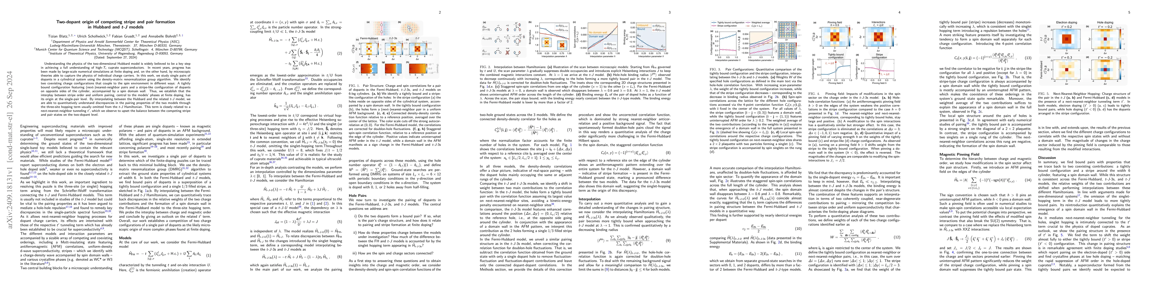 Thumbnail for Two-dopant origin of competing stripe and pair formation in Hubbard and
  $t$-$J$ models
