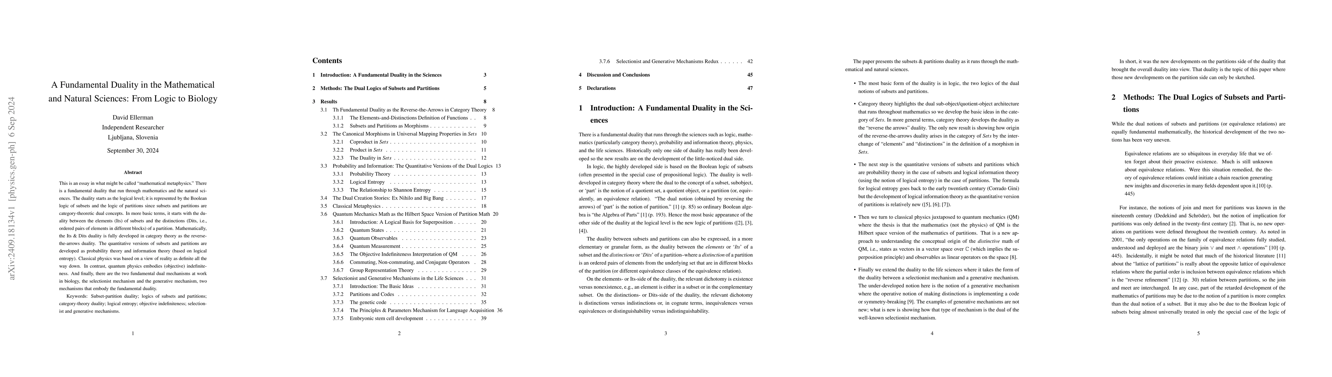 Thumbnail for A Fundamental Duality in the Mathematical and Natural Sciences: From
  Logic to Biology