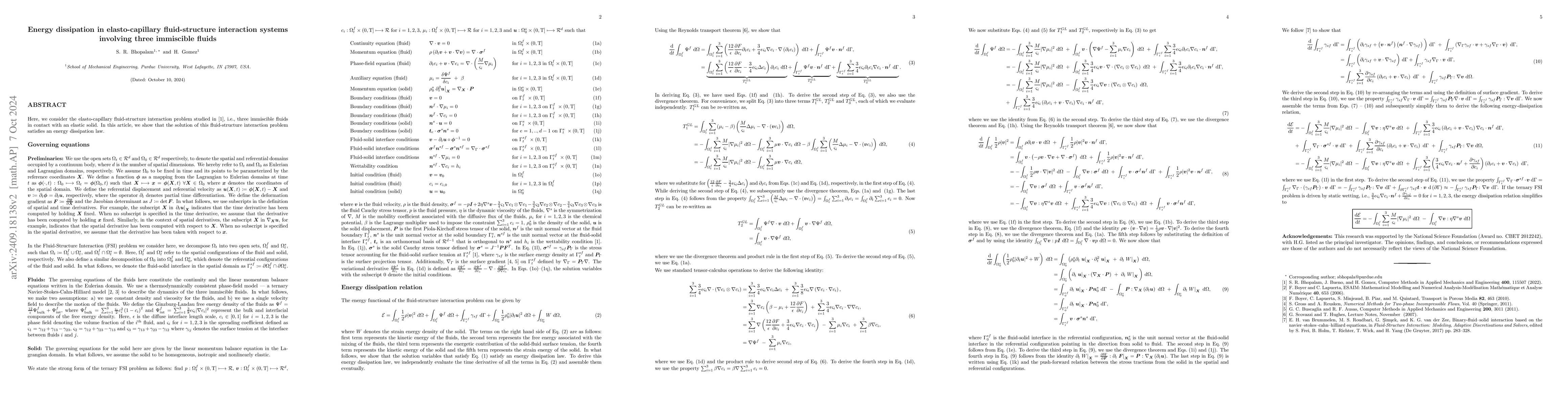 Thumbnail for Energy dissipation in elasto-capillary fluid-structure interaction
  systems involving three immiscible fluids