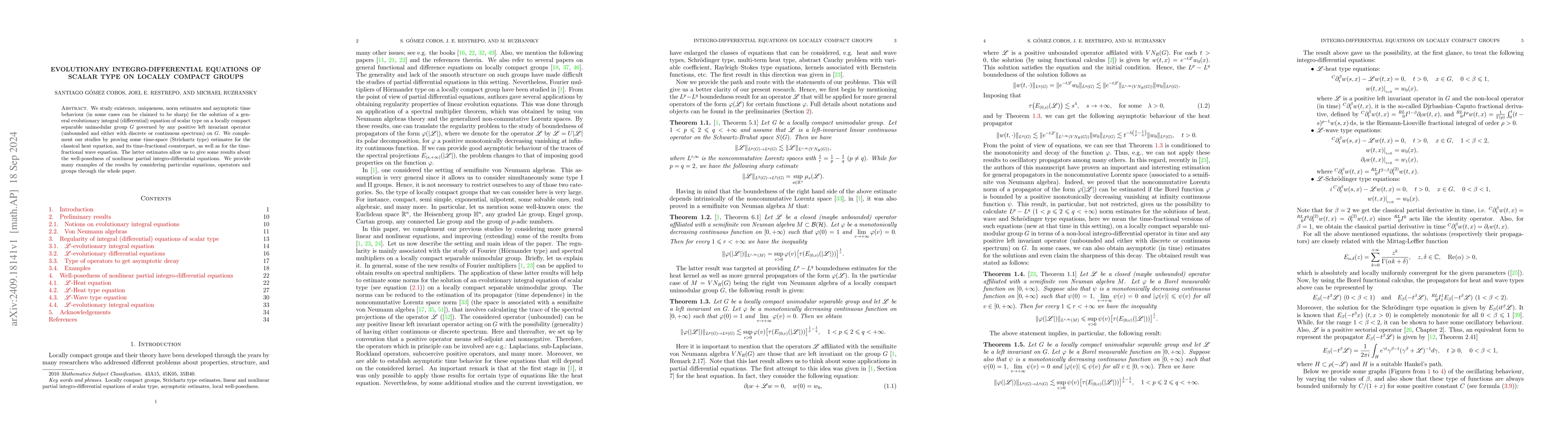 Thumbnail for Evolutionary integro-differential equations of scalar type on locally
  compact groups
