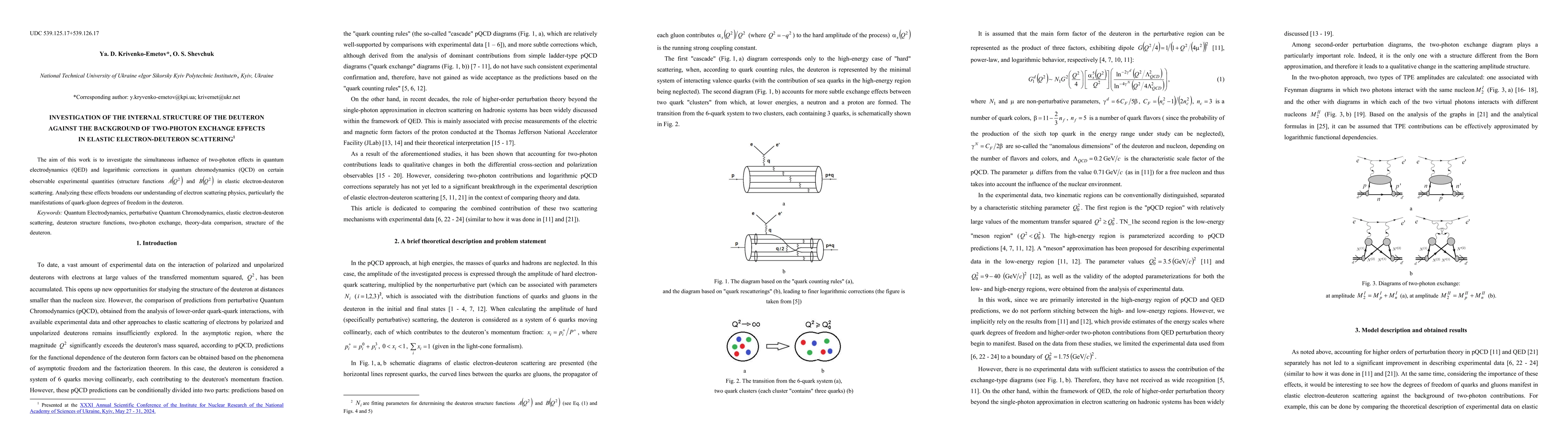 Thumbnail for Investigation of the internal structure of the deuteron against the
  background of two-photon exchange effects in elastic electron-deuteron
  scattering