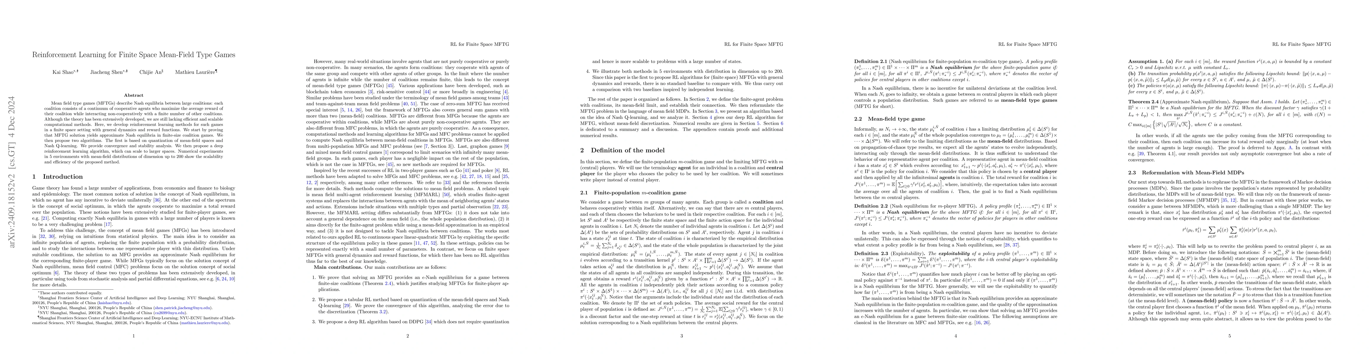 Thumbnail for Reinforcement Learning for Finite Space Mean-Field Type Games