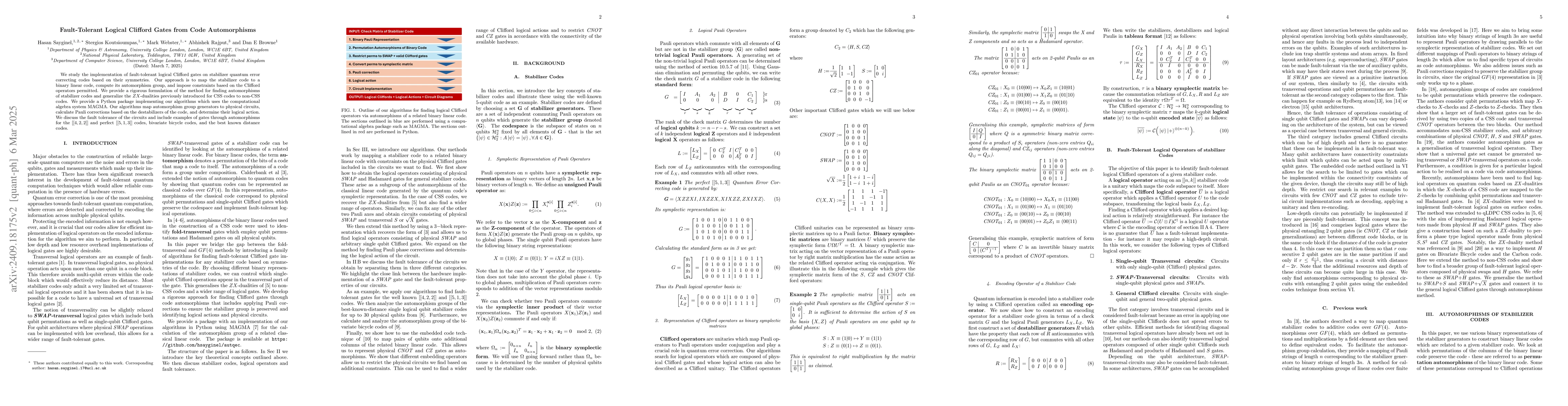 Thumbnail for Fault-Tolerant Logical Clifford Gates from Code Automorphisms