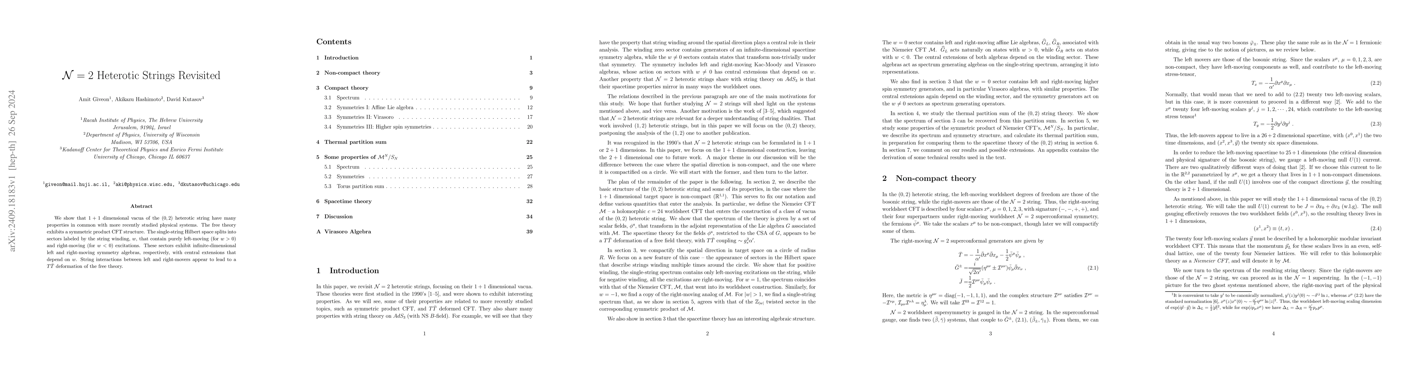 Thumbnail for N=2 Heterotic Strings Revisited