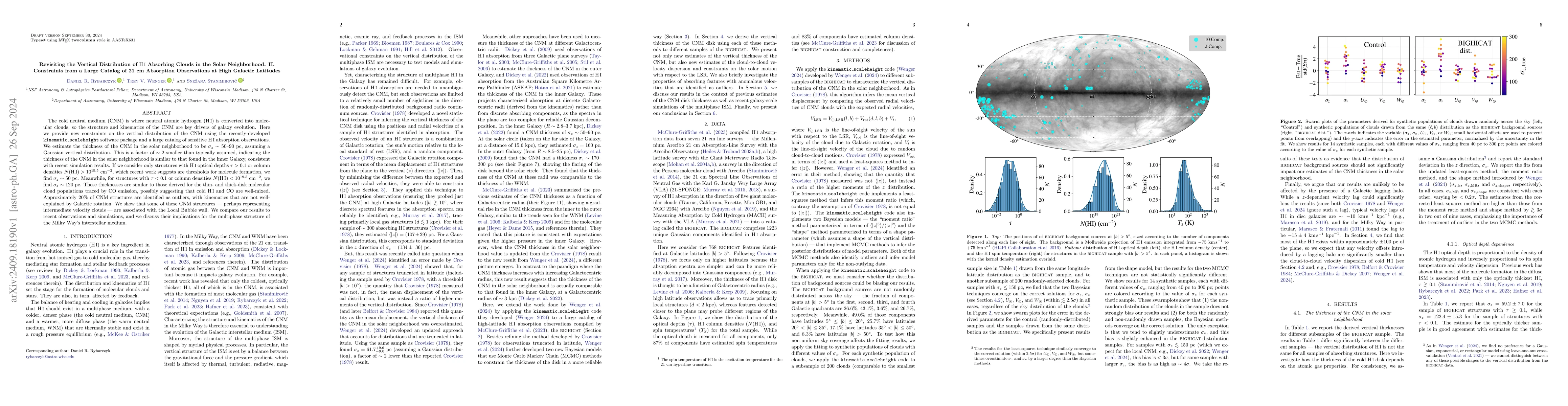 Thumbnail for Revisiting the Vertical Distribution of HI Absorbing Clouds in the Solar
  Neighborhood. II. Constraints from a Large Catalog of 21 cm Absorption
  Observations at High Galactic Latitudes