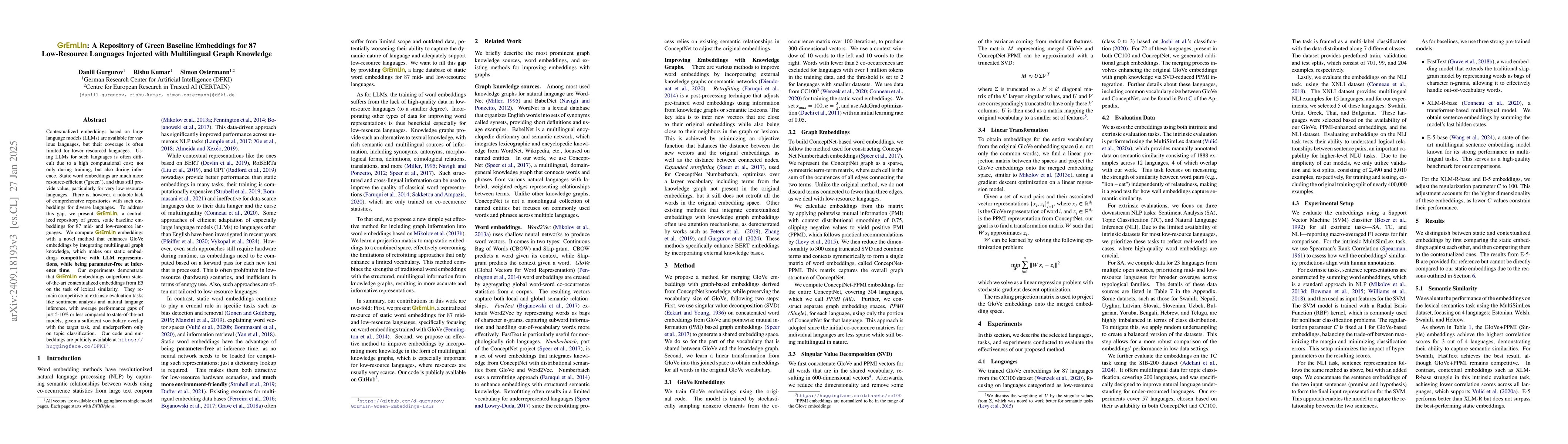 Thumbnail for LowREm: A Repository of Word Embeddings for 87 Low-Resource Languages
  Enhanced with Multilingual Graph Knowledge