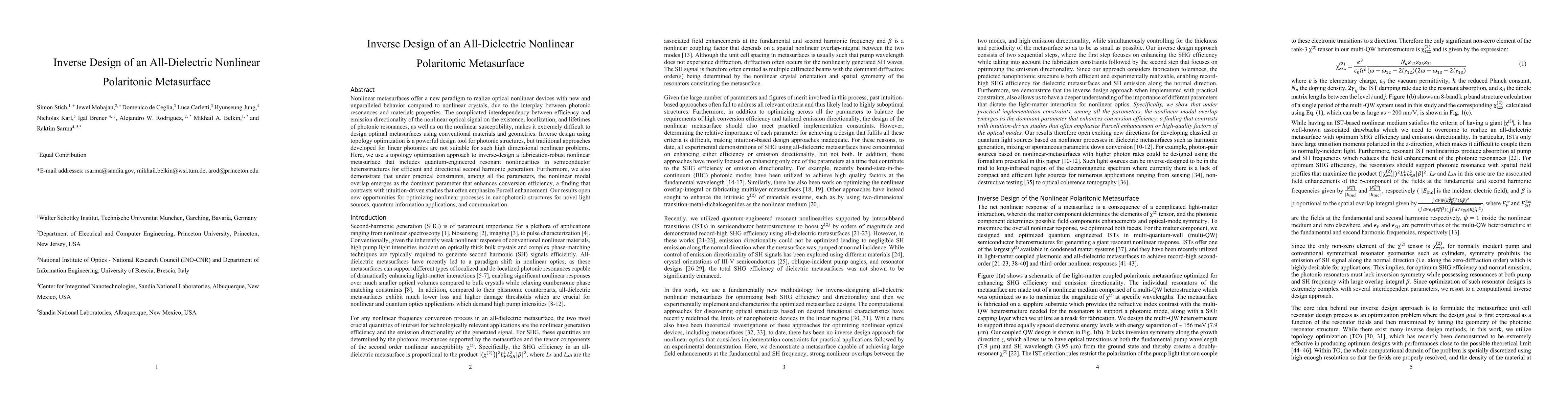 Thumbnail for Inverse Design of an All-Dielectric Nonlinear Polaritonic Metasurface