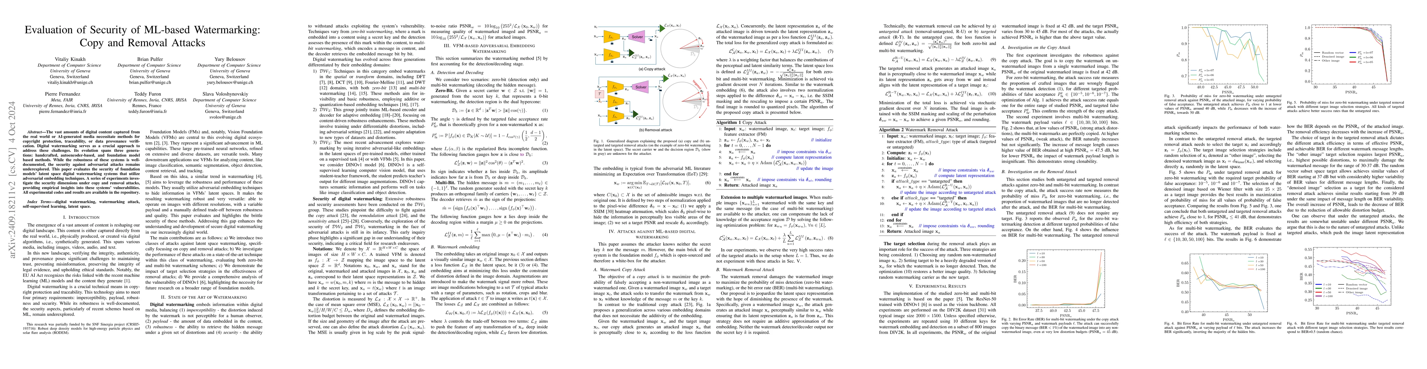 Thumbnail for Evaluation of Security of ML-based Watermarking: Copy and Removal
  Attacks