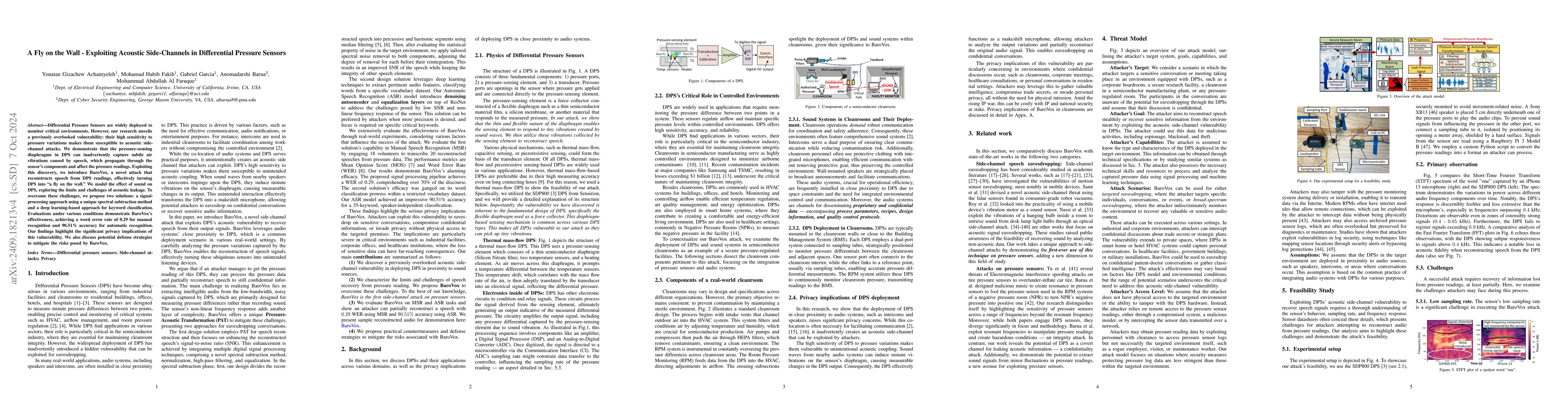 Thumbnail for A Fly on the Wall -- Exploiting Acoustic Side-Channels in Differential
  Pressure Sensors