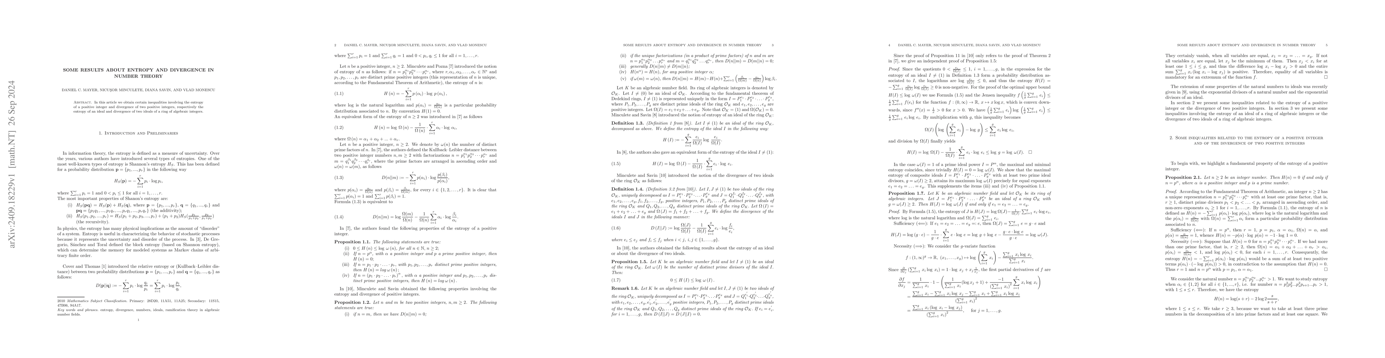 Thumbnail for Some results about entropy and divergence in number theory