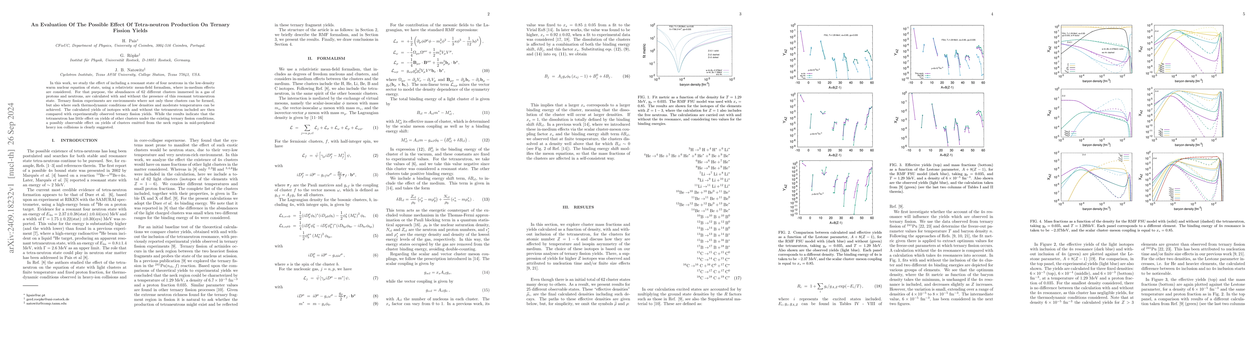 Thumbnail for An Evaluation Of The Possible Effect Of Tetra-neutron Production On
  Ternary Fission Yields