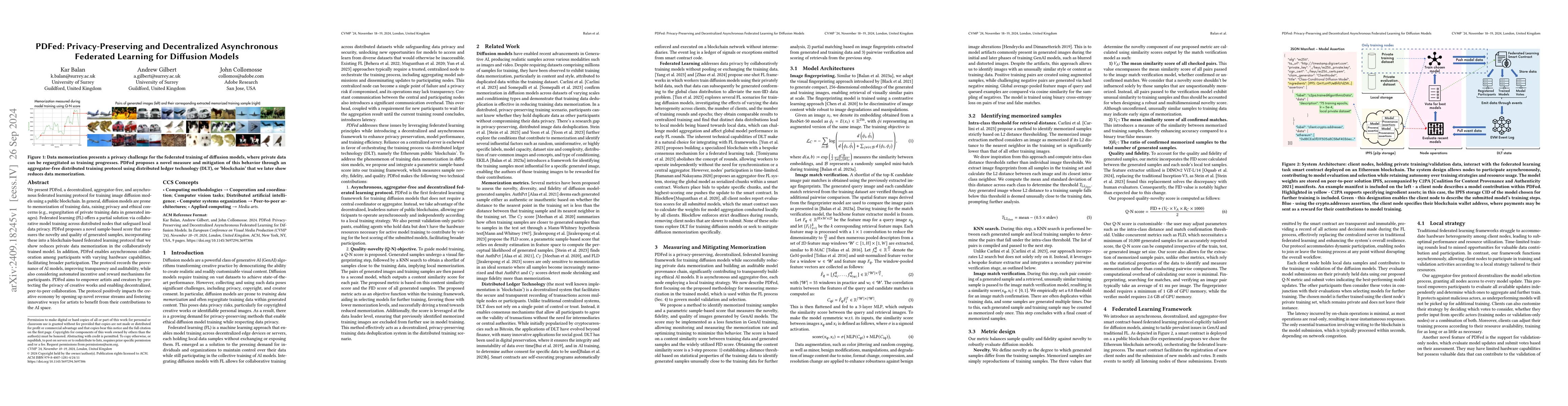 Thumbnail for PDFed: Privacy-Preserving and Decentralized Asynchronous Federated
  Learning for Diffusion Models