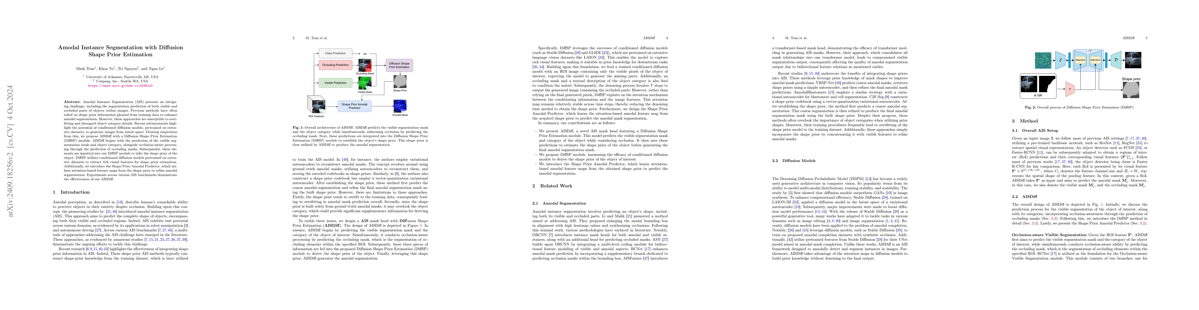 Thumbnail for Amodal Instance Segmentation with Diffusion Shape Prior Estimation