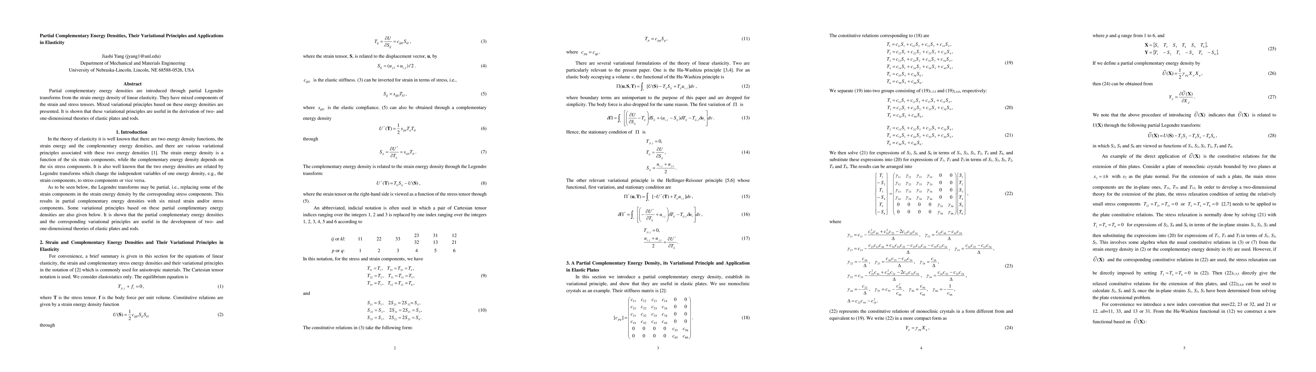 Thumbnail for Partial Complementary Energy Densities, Their Variational Principles and
  Applications in Elasticity
