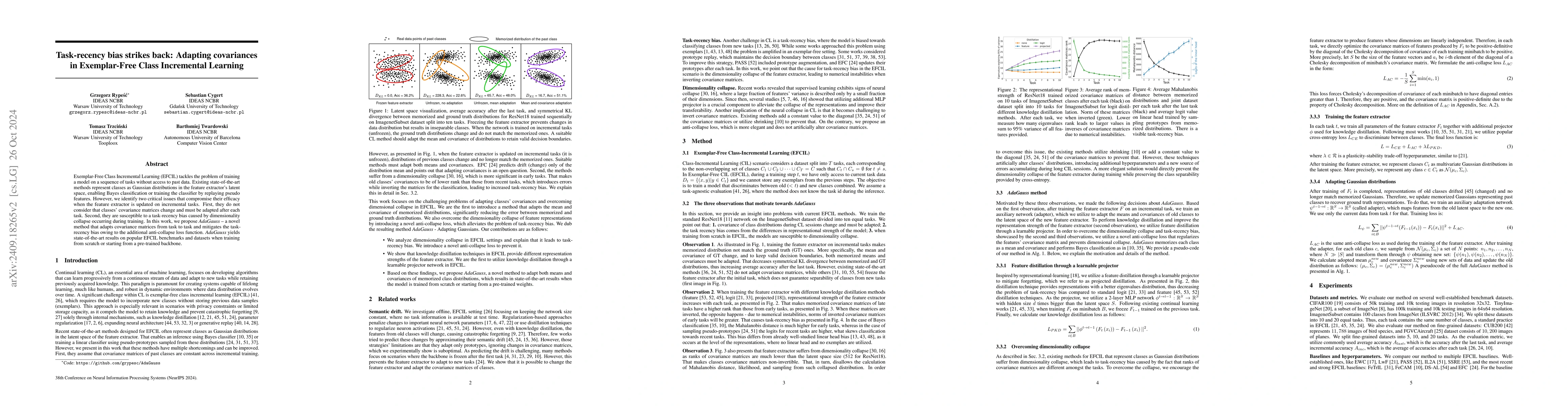 Thumbnail for Task-recency bias strikes back: Adapting covariances in Exemplar-Free
  Class Incremental Learning