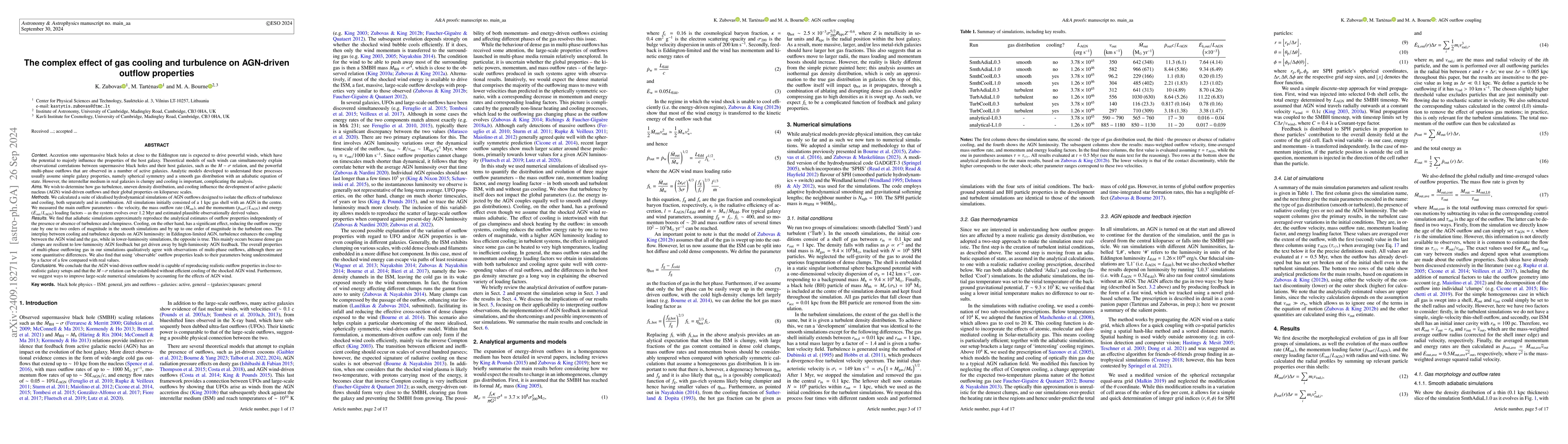 Thumbnail for The complex effect of gas cooling and turbulence on AGN-driven outflow
  properties