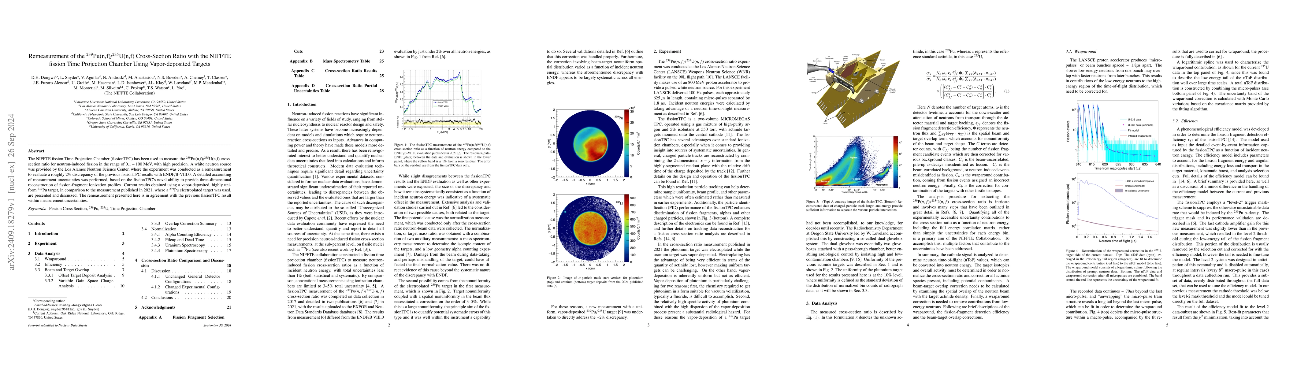 Thumbnail for Remeasurement of the $^{239}$Pu(n,f)/$^{235}$U(n,f) Cross-Section Ratio
  with the NIFFTE fission Time Projection Chamber Using Vapor-deposited Targets