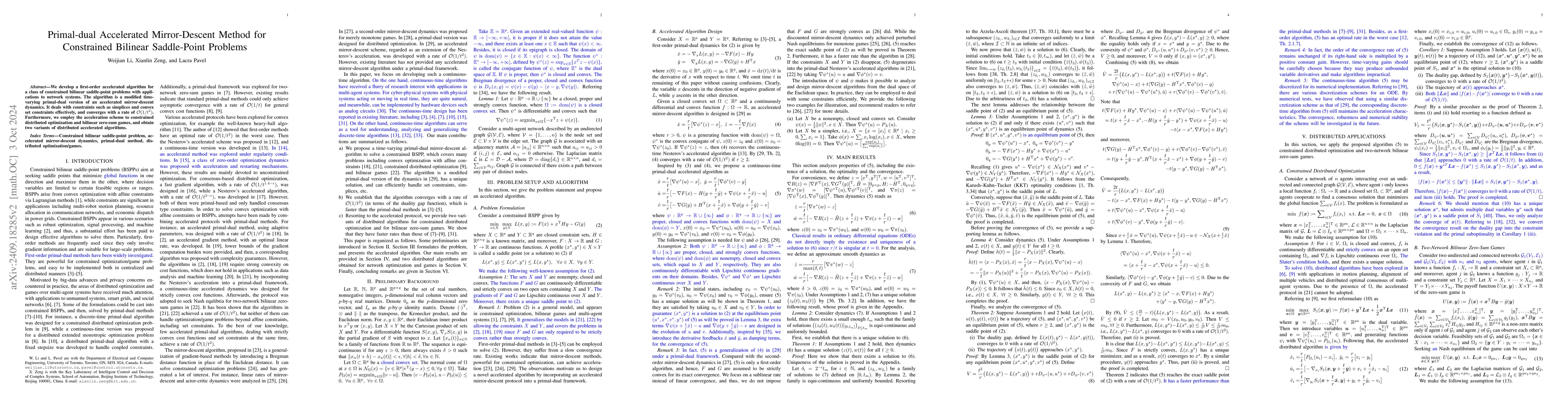 Thumbnail for Primal-dual Accelerated Mirror-Descent Method for Constrained Bilinear
  Saddle-Point Problems