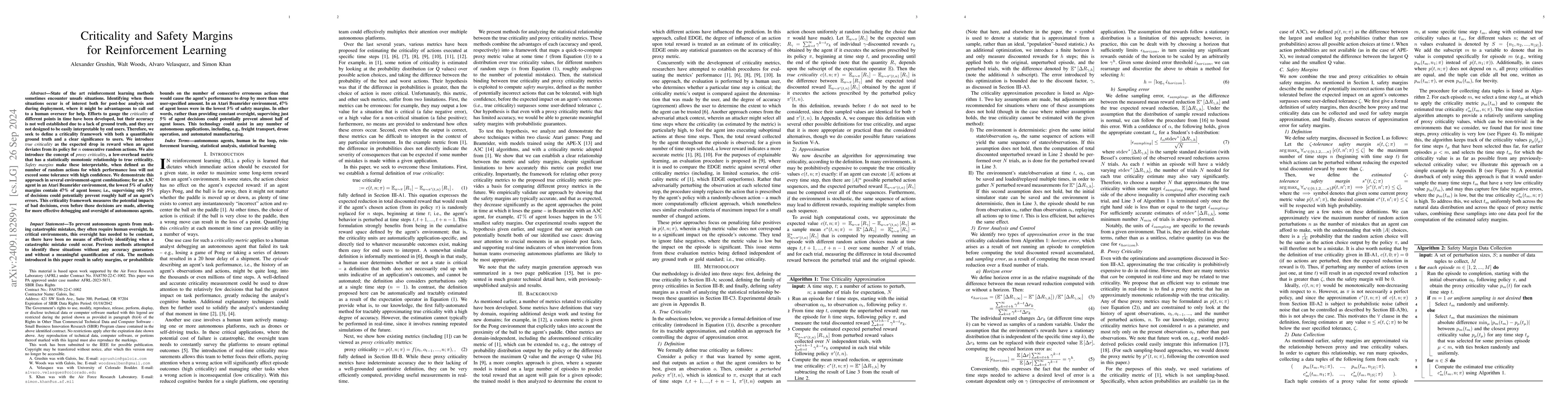Thumbnail for Criticality and Safety Margins for Reinforcement Learning