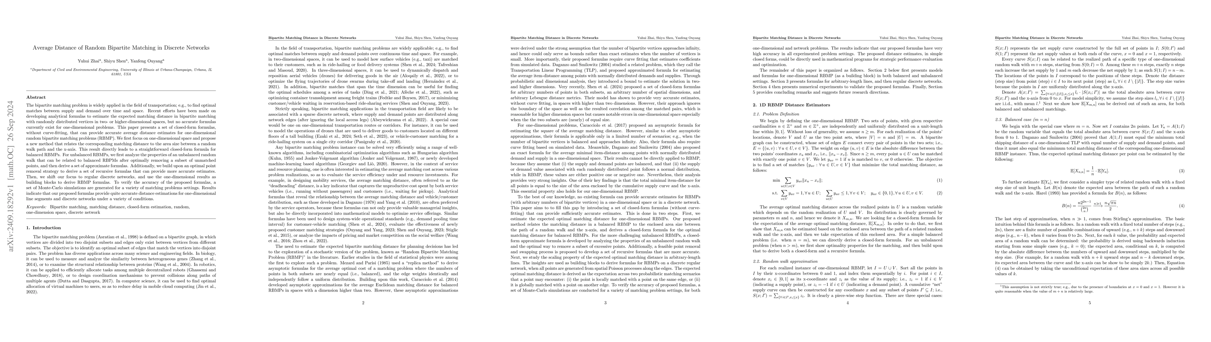 Thumbnail for Average Distance of Random Bipartite Matching in Discrete Networks