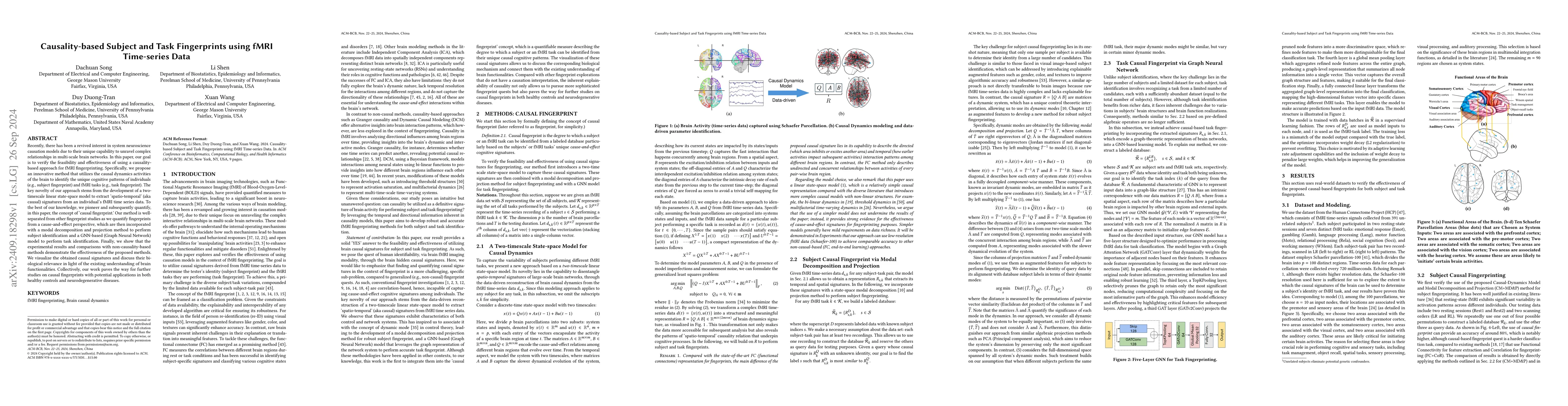 Thumbnail for Causality-based Subject and Task Fingerprints using fMRI Time-series
  Data