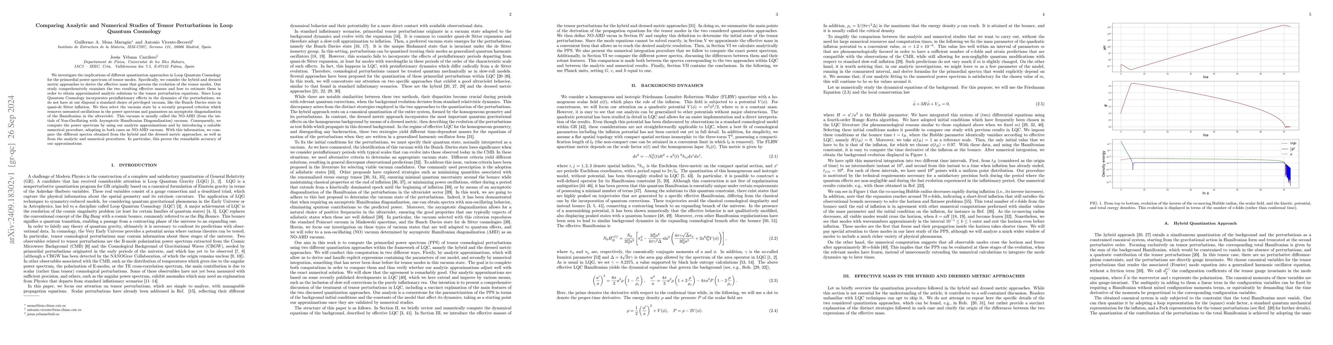 Thumbnail for Comparing Analytic and Numerical Studies of Tensor Perturbations in Loop
  Quantum Cosmology
