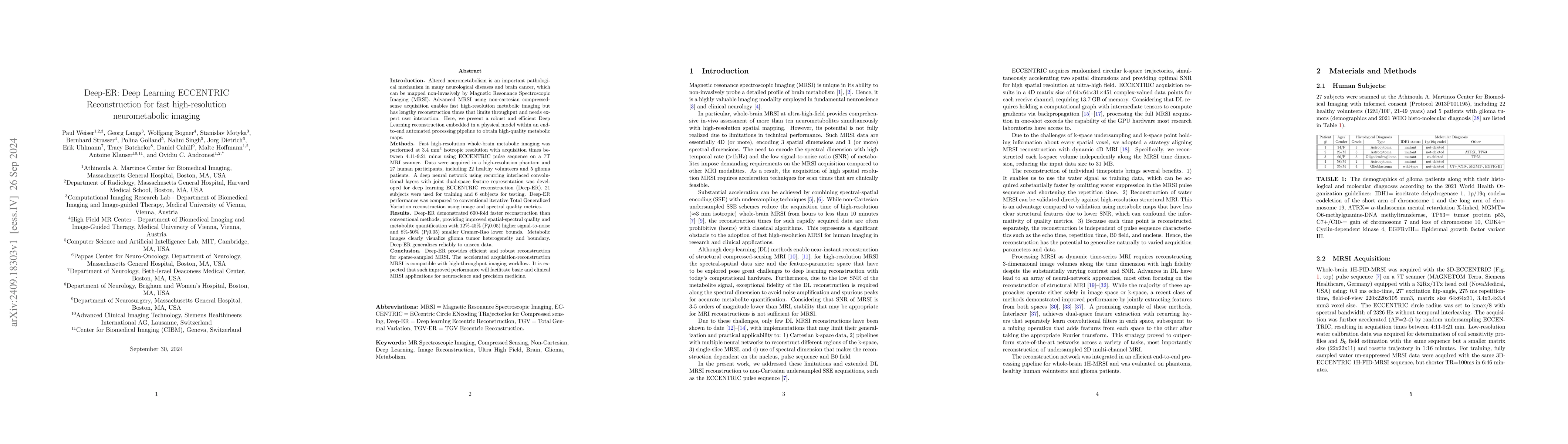 Thumbnail for Deep-ER: Deep Learning ECCENTRIC Reconstruction for fast high-resolution
  neurometabolic imaging
