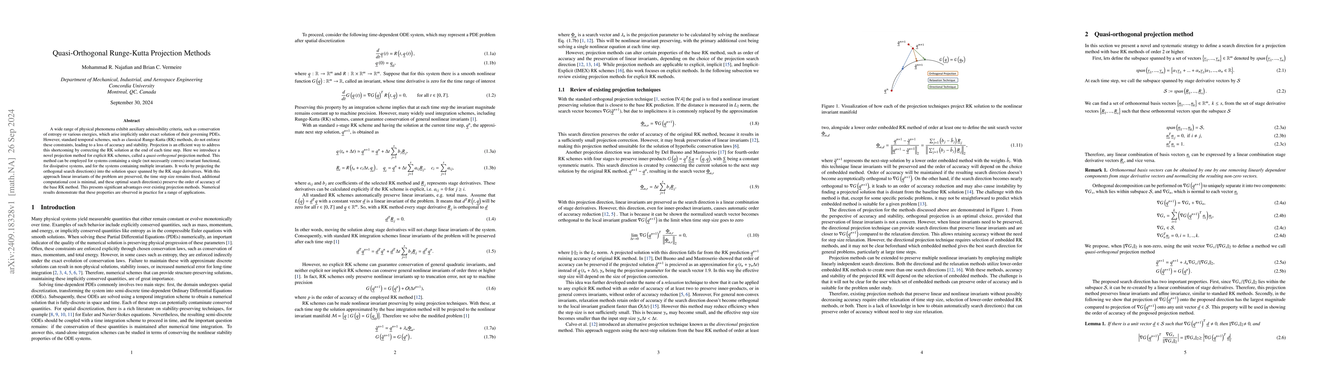 Thumbnail for Quasi-Orthogonal Runge-Kutta Projection Methods