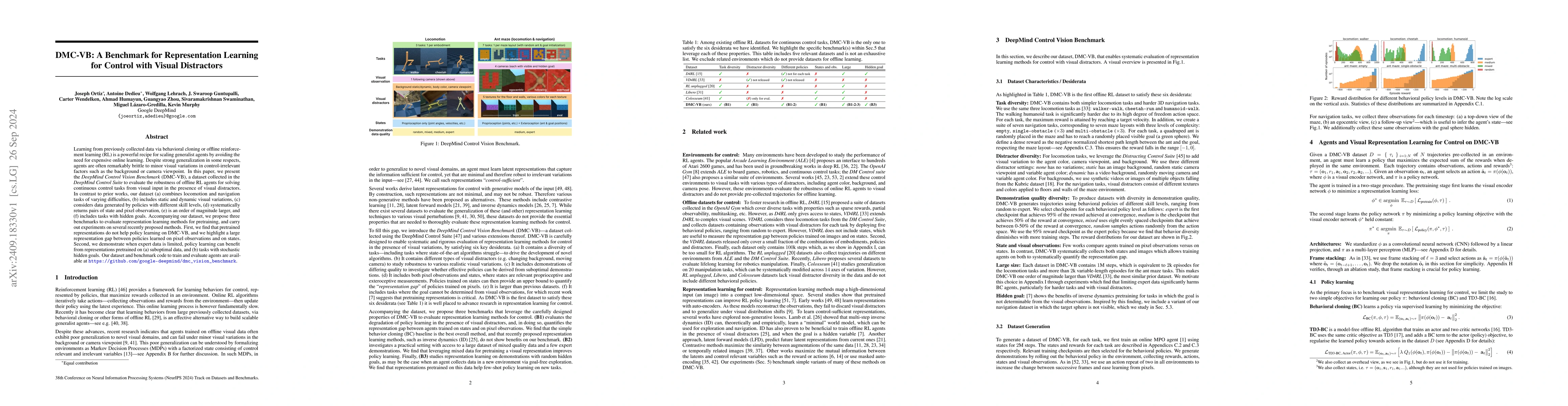 Thumbnail for DMC-VB: A Benchmark for Representation Learning for Control with Visual
  Distractors