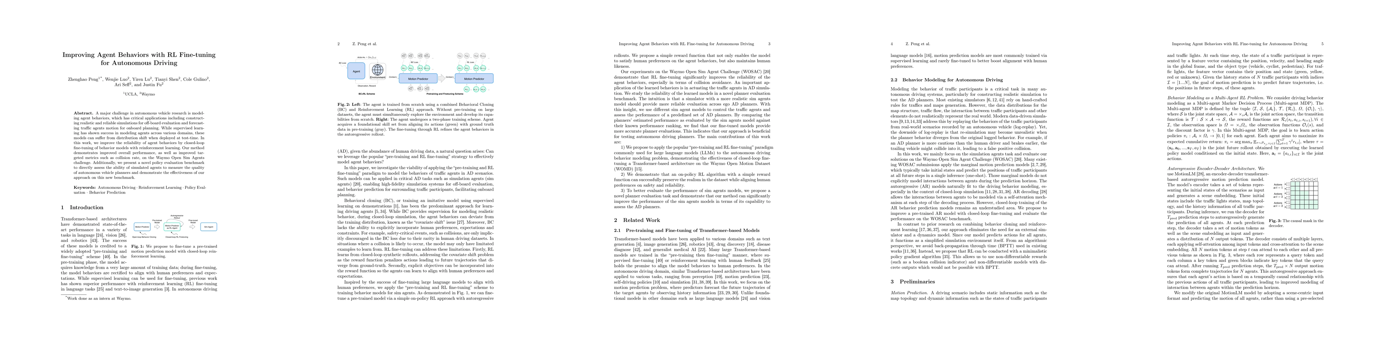 Thumbnail for Improving Agent Behaviors with RL Fine-tuning for Autonomous Driving