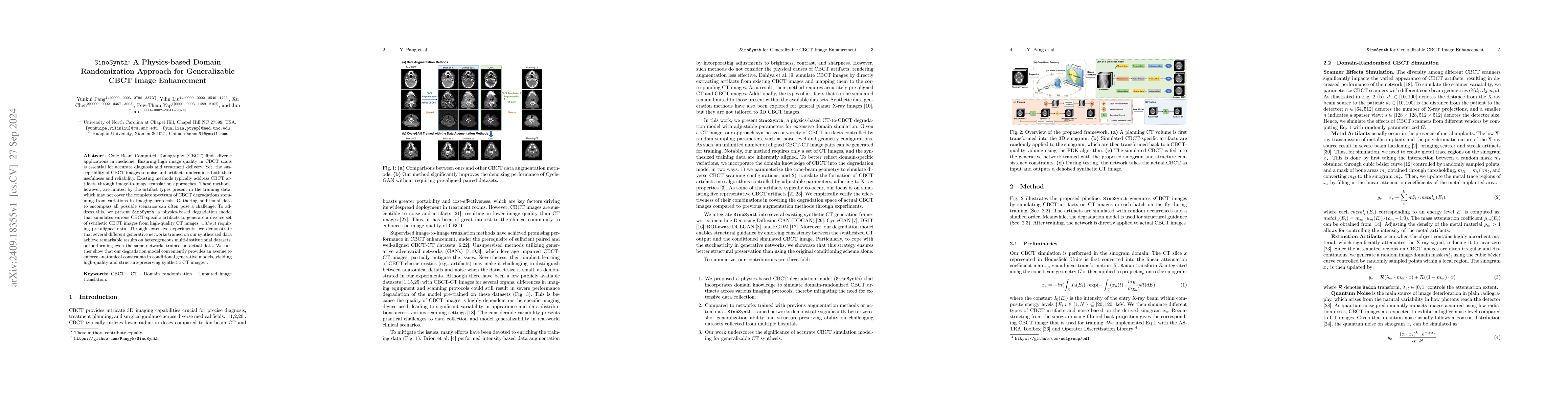 Thumbnail for SinoSynth: A Physics-based Domain Randomization Approach for
  Generalizable CBCT Image Enhancement