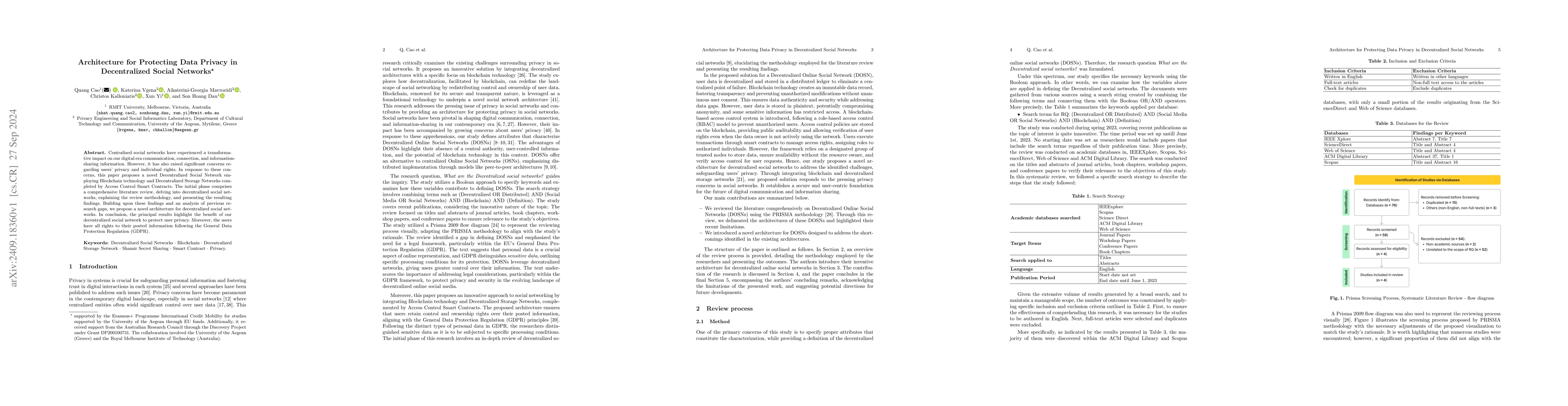 Thumbnail for Architecture for Protecting Data Privacy in Decentralized Social
  Networks
