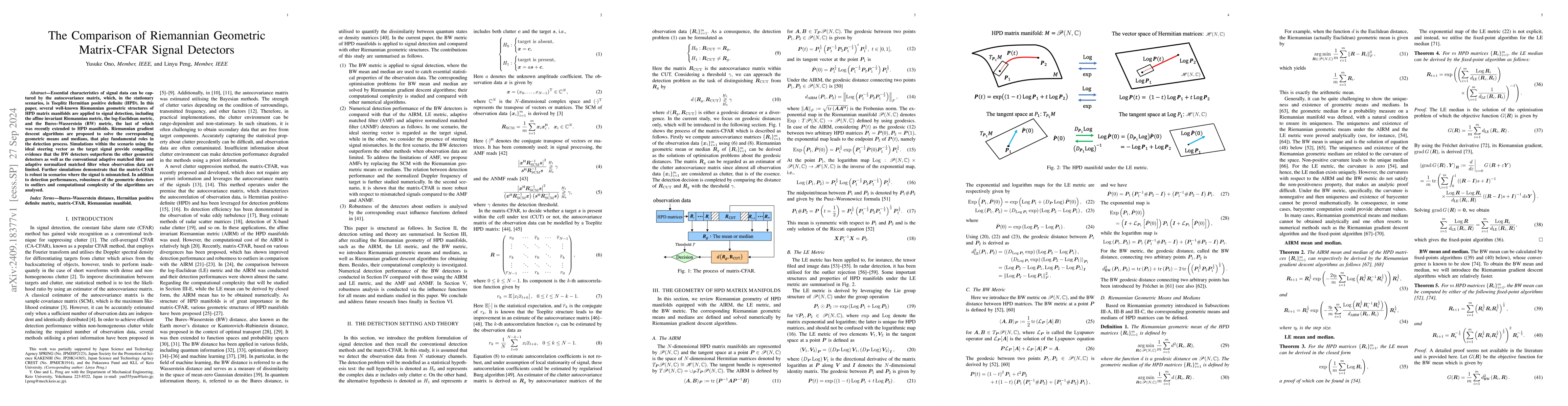 Thumbnail for The Comparison of Riemannian Geometric Matrix-CFAR Signal Detectors
