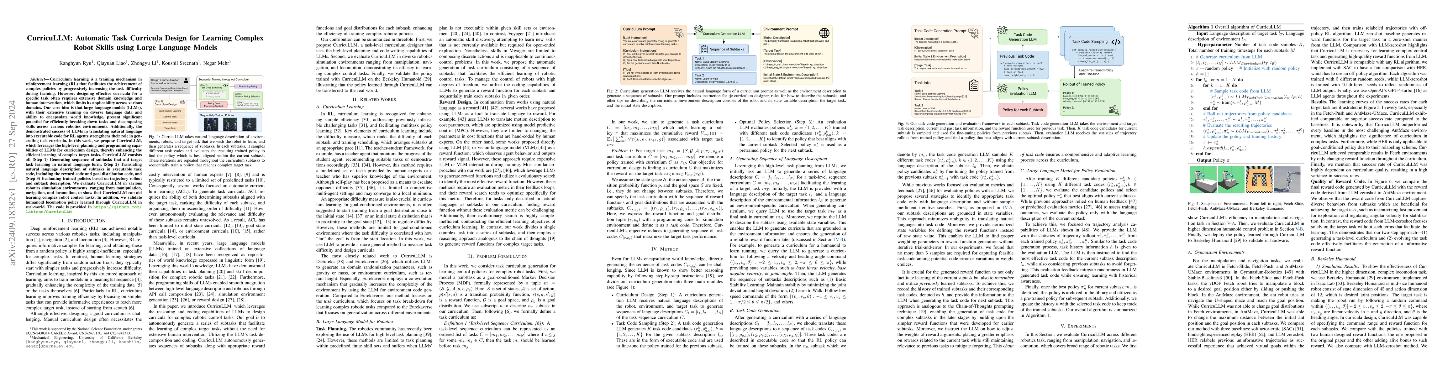 Thumbnail for CurricuLLM: Automatic Task Curricula Design for Learning Complex Robot
  Skills using Large Language Models