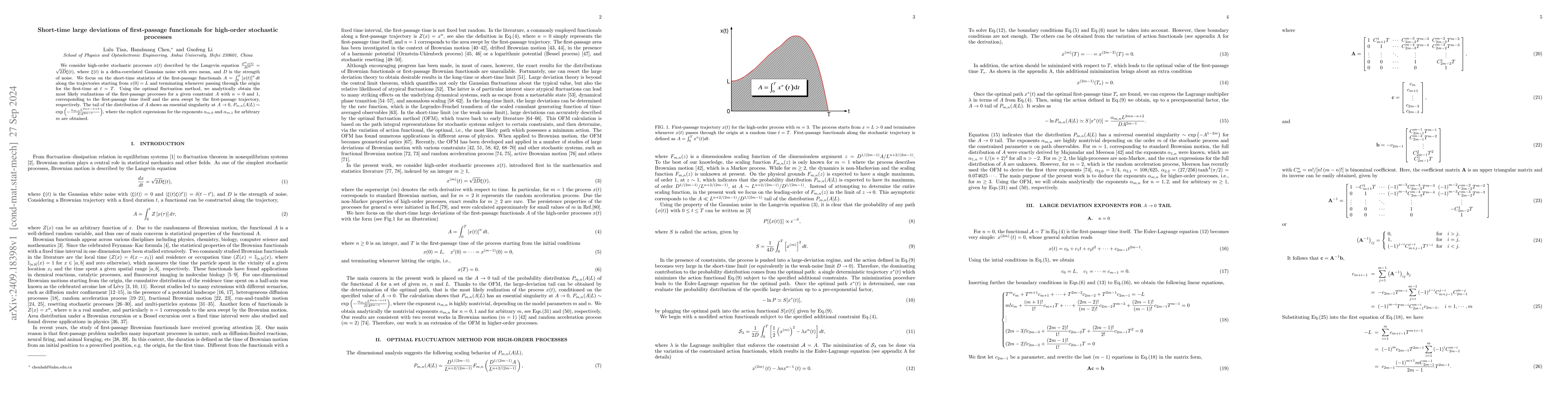 Thumbnail for Short-time large deviations of first-passage functionals for high-order
  stochastic processes