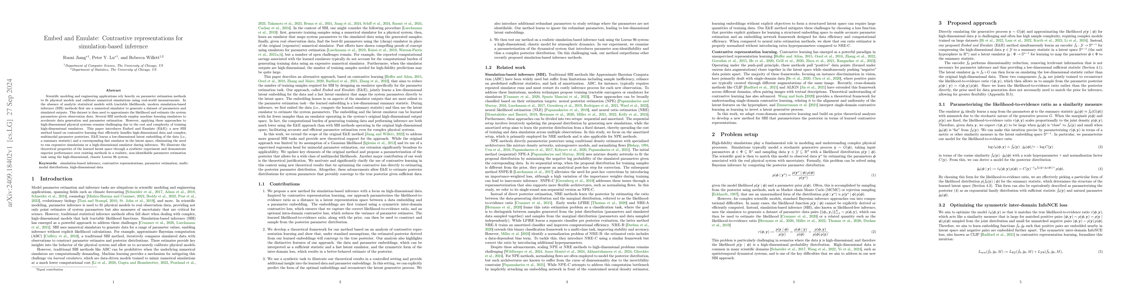Thumbnail for Embed and Emulate: Contrastive representations for simulation-based
  inference
