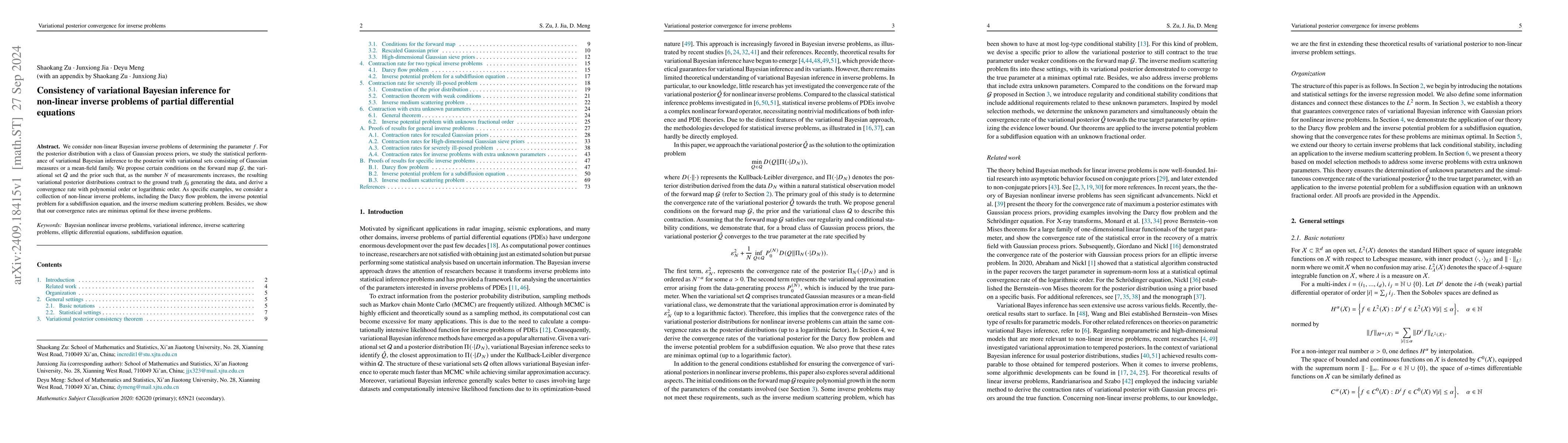Thumbnail for Consistency of variational Bayesian inference for non-linear inverse
  problems of partial differential equations