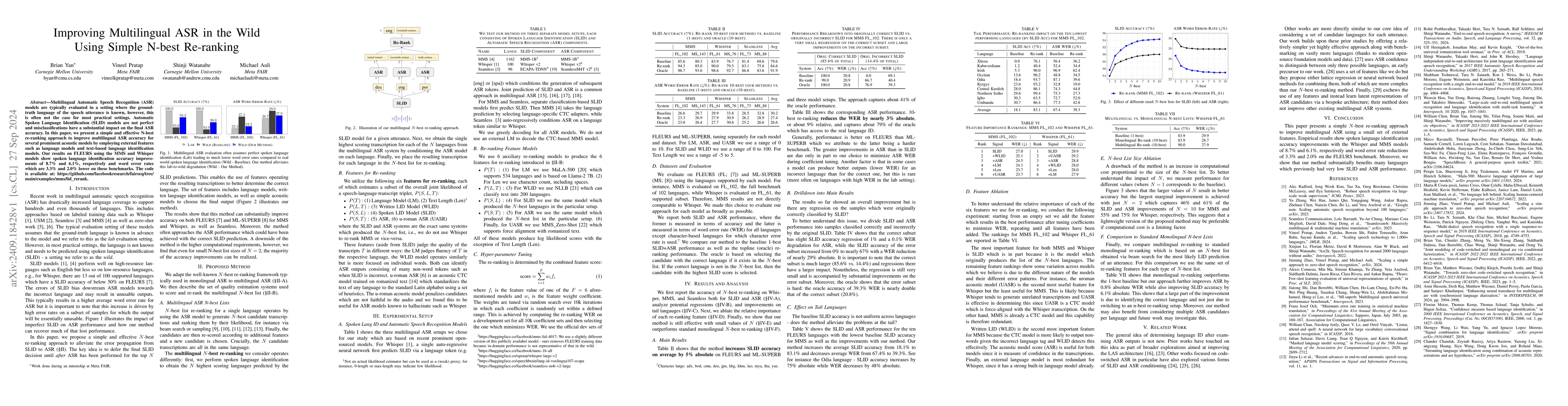 Thumbnail for Improving Multilingual ASR in the Wild Using Simple N-best Re-ranking