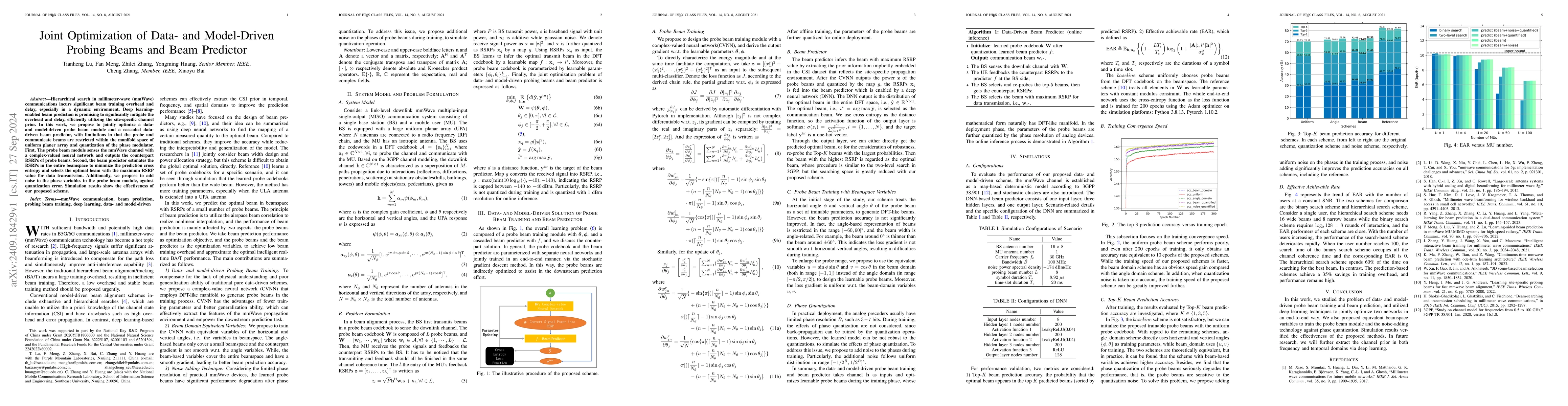 Thumbnail for Joint Optimization of Data- and Model-Driven Probing Beams and Beam
  Predictor