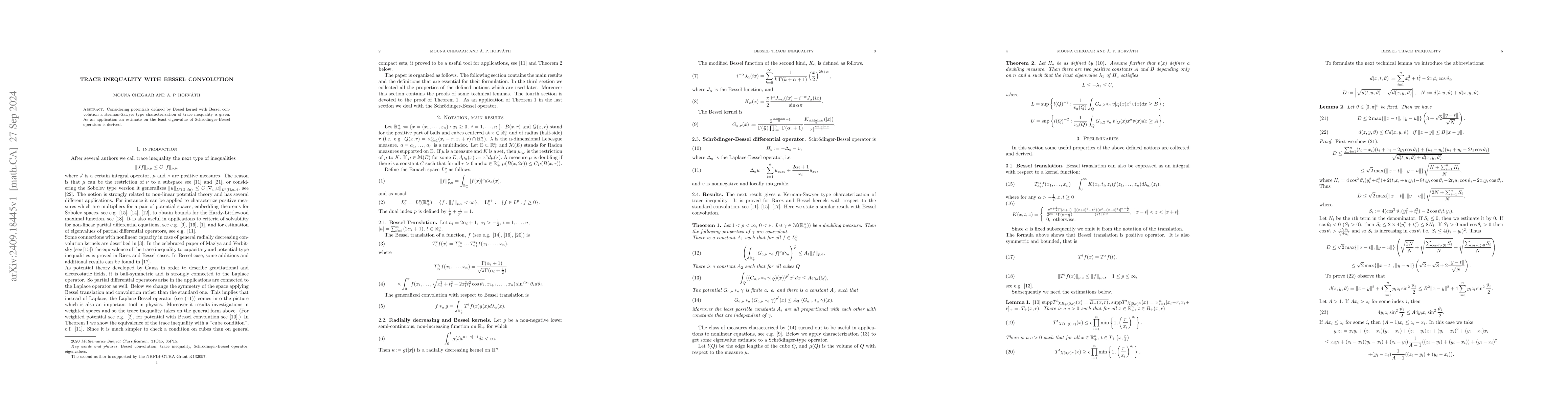 Thumbnail for Trace inequality with Bessel convolution