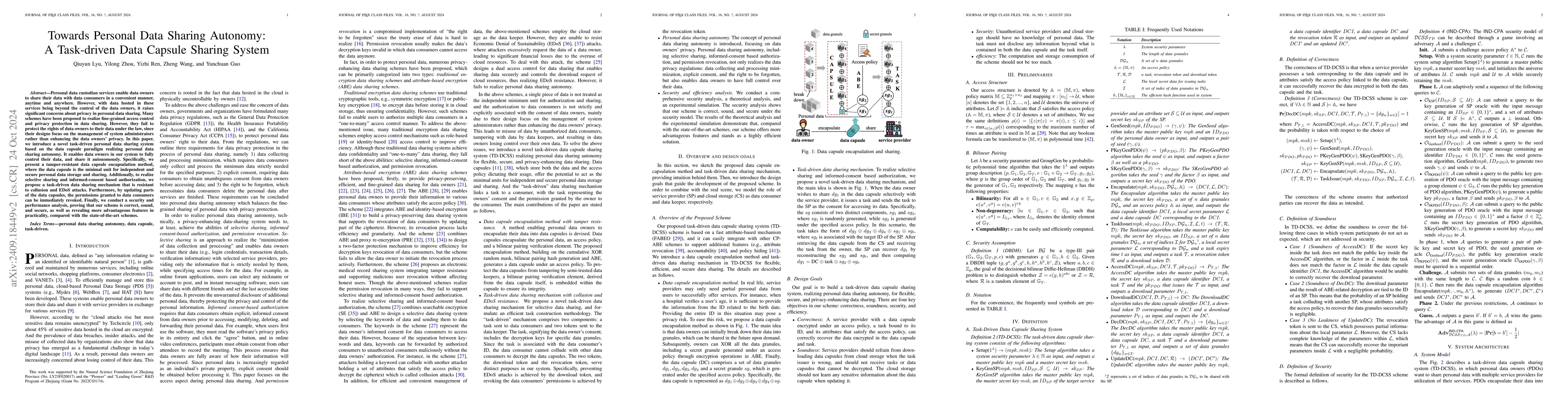 Thumbnail for Towards Personal Data Sharing Autonomy:A Task-driven Data Capsule
  Sharing System