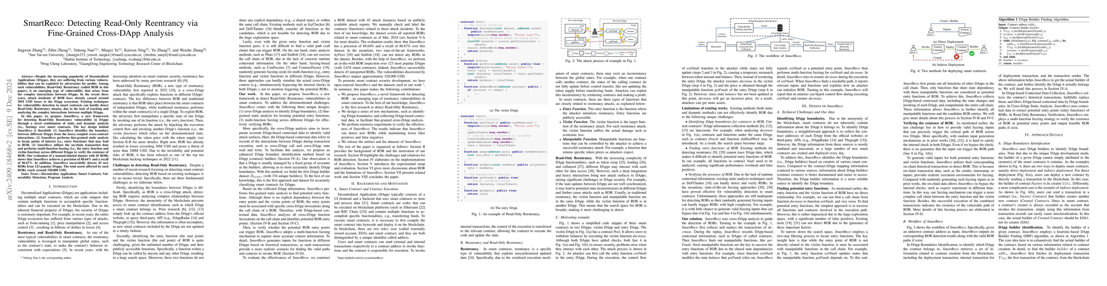 Thumbnail for SmartReco: Detecting Read-Only Reentrancy via Fine-Grained Cross-DApp
  Analysis