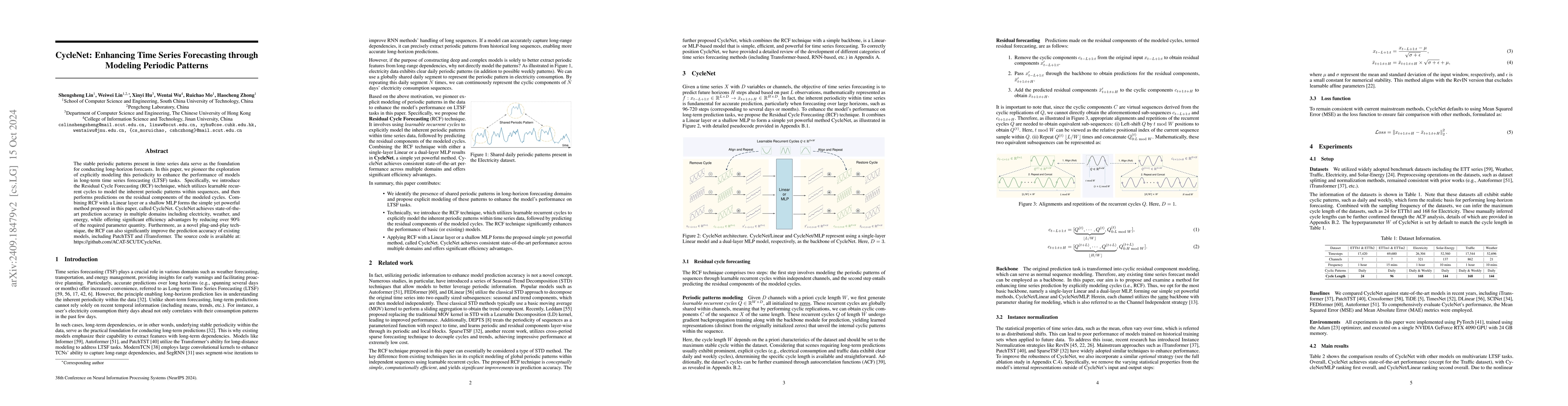 Thumbnail for CycleNet: Enhancing Time Series Forecasting through Modeling Periodic
  Patterns