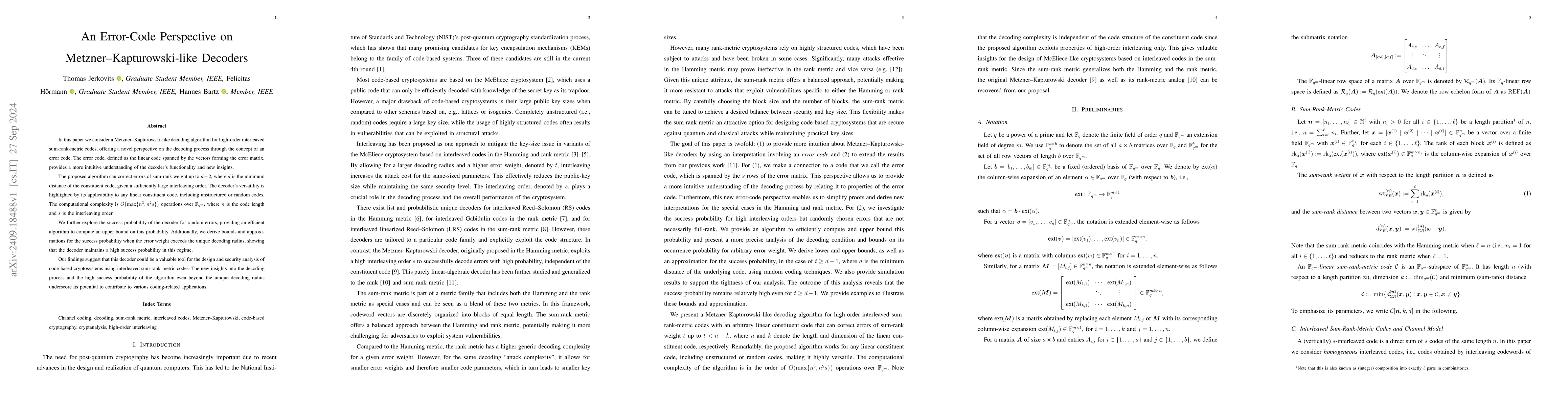 Thumbnail for An Error-Code Perspective on Metzner--Kapturowski-like Decoders