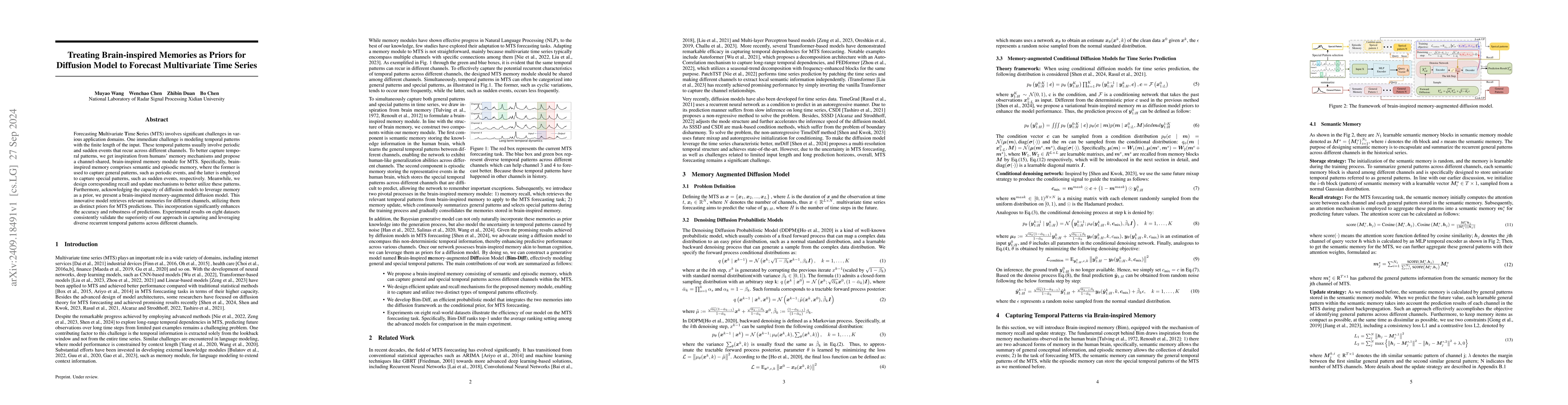 Thumbnail for Treating Brain-inspired Memories as Priors for Diffusion Model to
  Forecast Multivariate Time Series