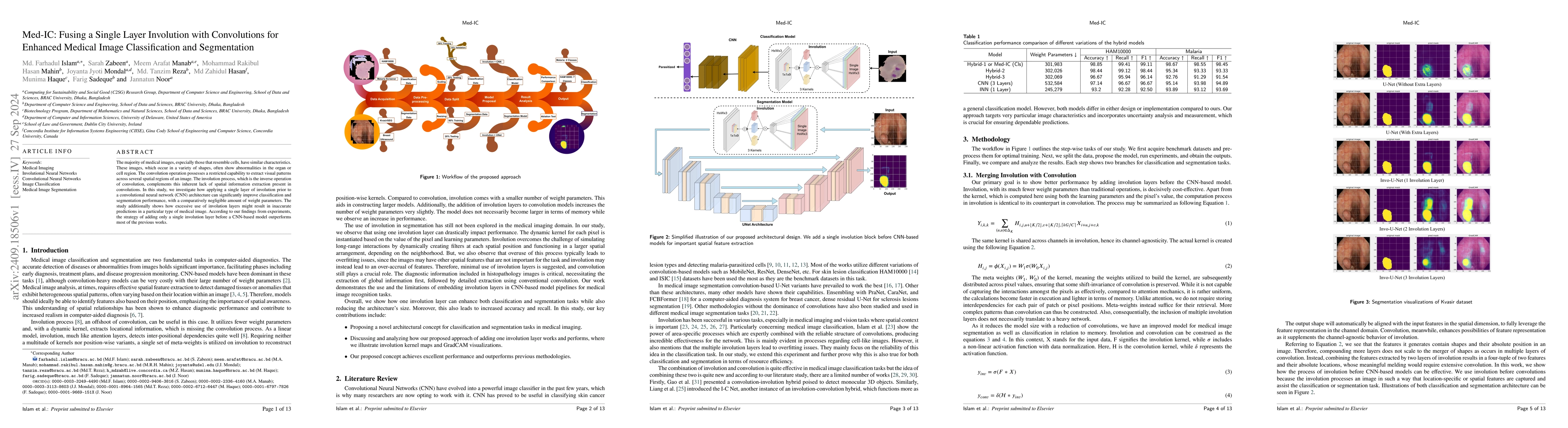 Thumbnail for Med-IC: Fusing a Single Layer Involution with Convolutions for Enhanced
  Medical Image Classification and Segmentation
