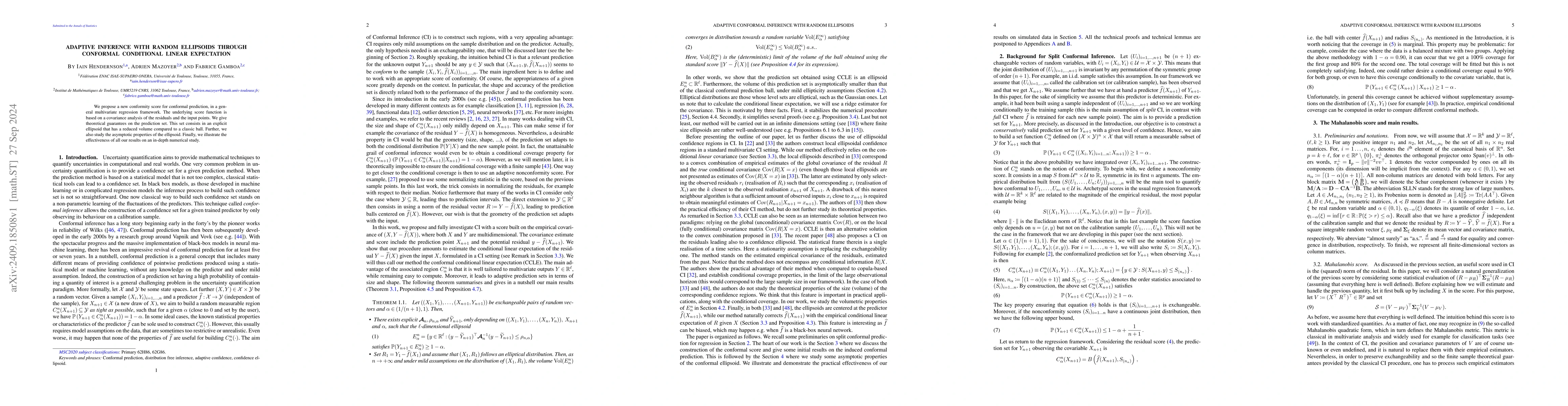 Thumbnail for Adaptive inference with random ellipsoids through Conformal Conditional
  Linear Expectation